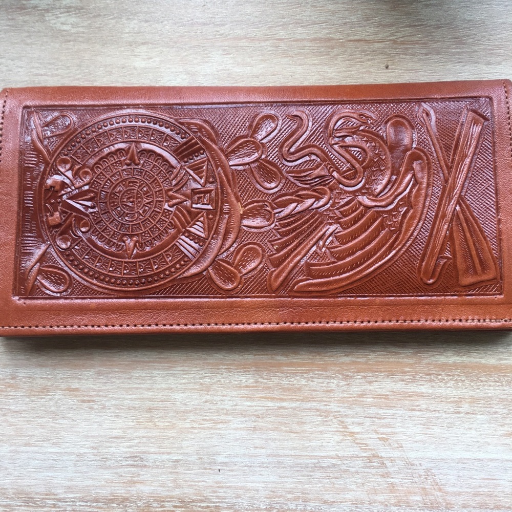 Hand-Tooled Leather Wallet - Brown